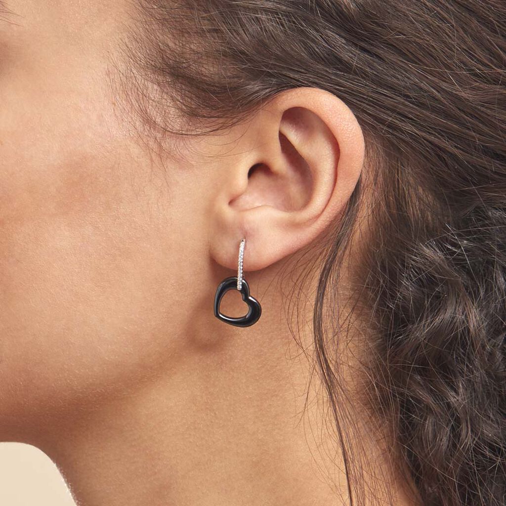 Boucles D'oreilles Pendantes Elodie Argent Blanc Oxyde Et Céramique