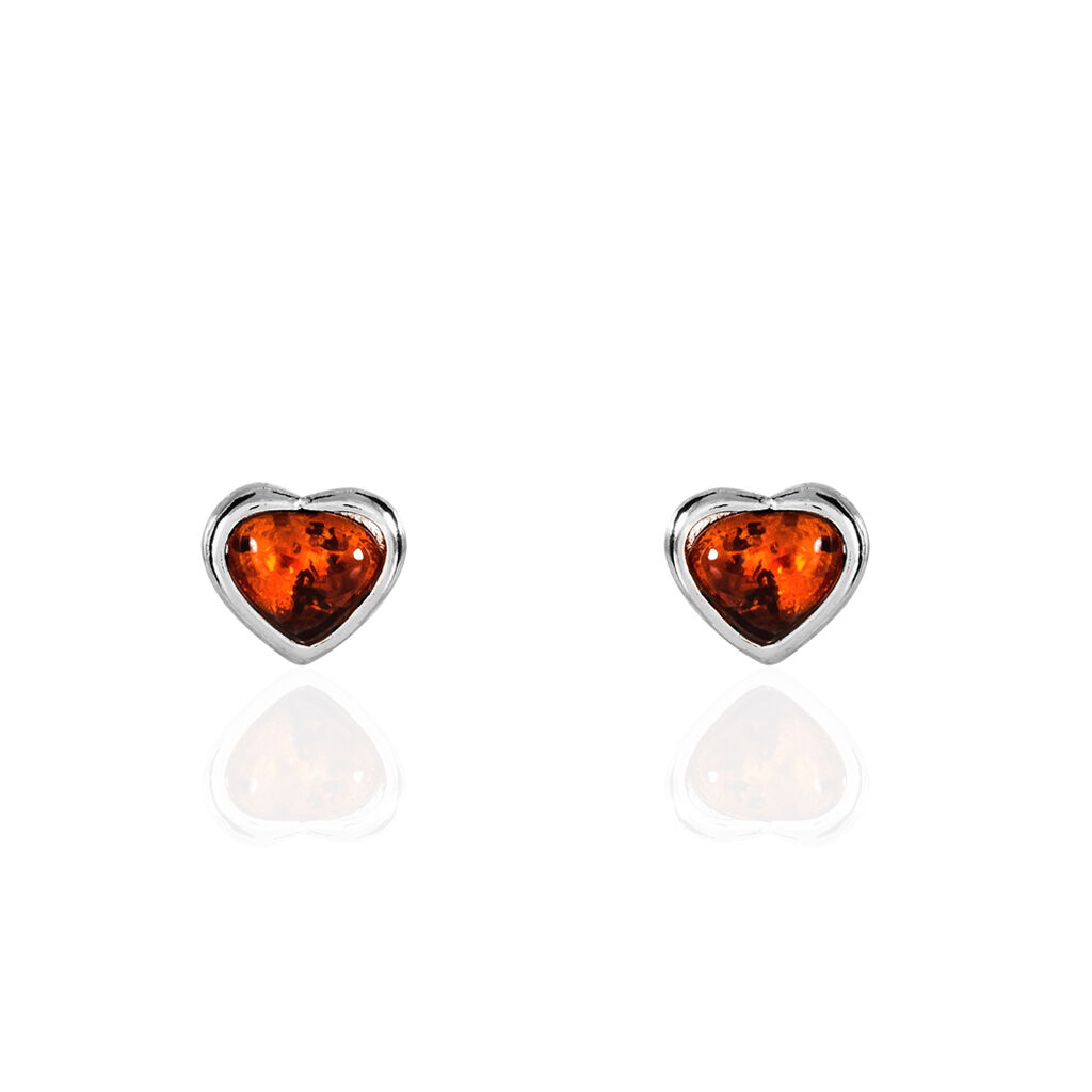 Boucles D'oreilles Puces Argent Blanc Delvinaae Ambre