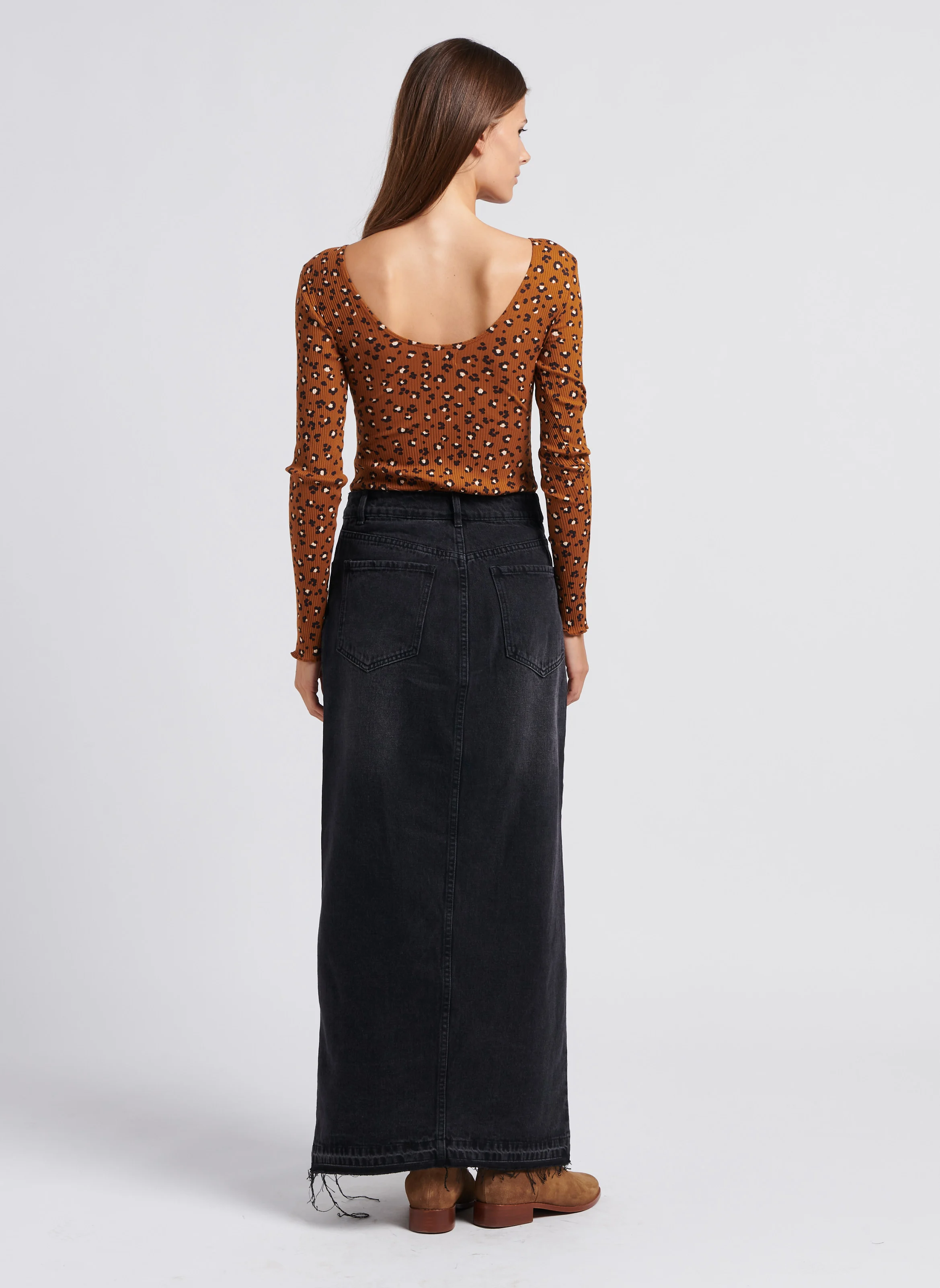 NETE - Jupe longue en coton | Noir