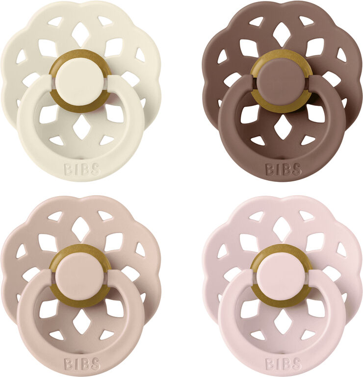 BIBS BIBS Pacifier Boheme 4 PACK Latex Size 2 Ivory/Blush/Woodchu Ivory
