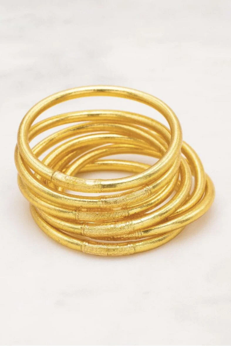 O element Thick Golden Buddhist Bangle L