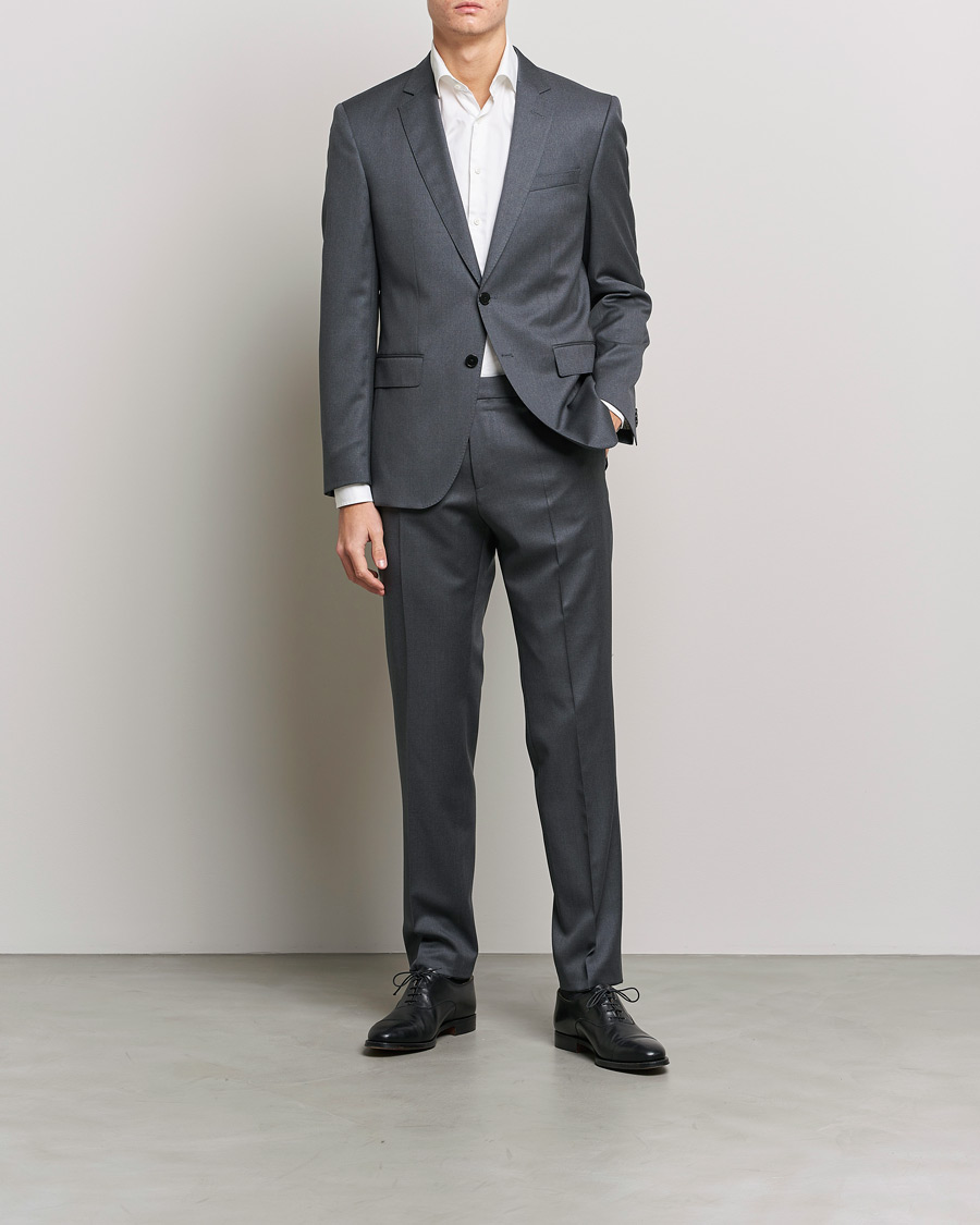 Genius Slim Fit Wool Trousers Dark Grey