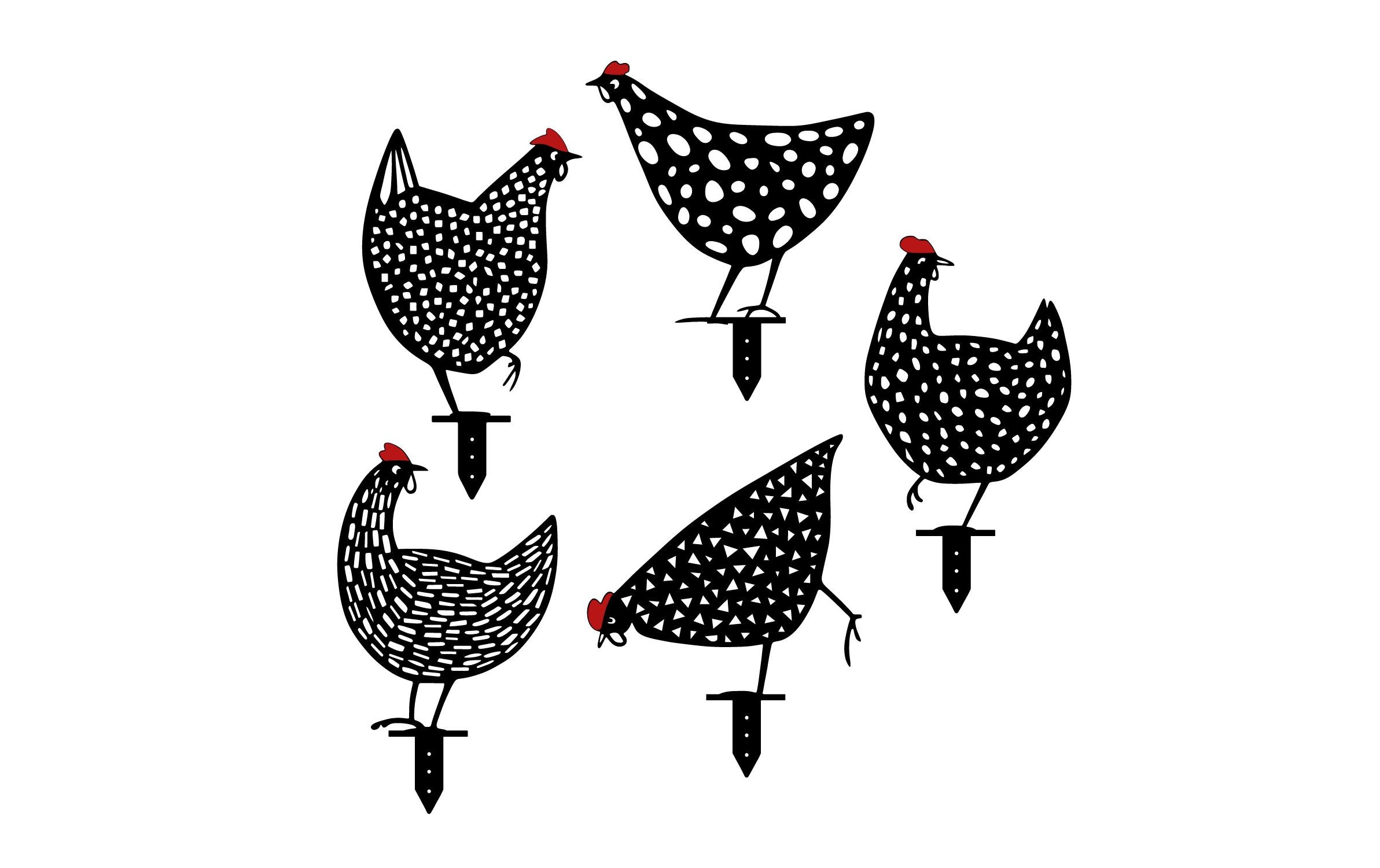 Tierfigur »Wallxpert Huhn 30 cm 5er Set Schwarz«