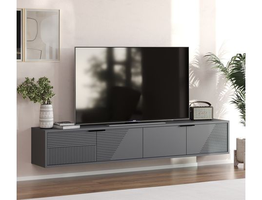CONCEPT1 - Meuble TV Parla anthracite 180 x 30 x h30 cm