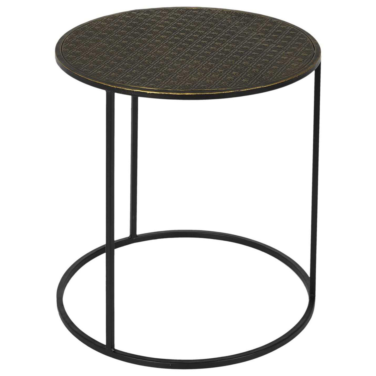 Home Deco Factory 2 Tables gigognes martelé Mirage noir/doré
