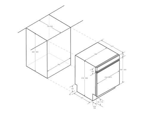 Candy CDSN 4D622PX/E semi-geïntegreerde vaatwasser, 59,8 x 82 x 57 cm, voor 16 couverts, 10,9 l inhoud, 43 dB(A)