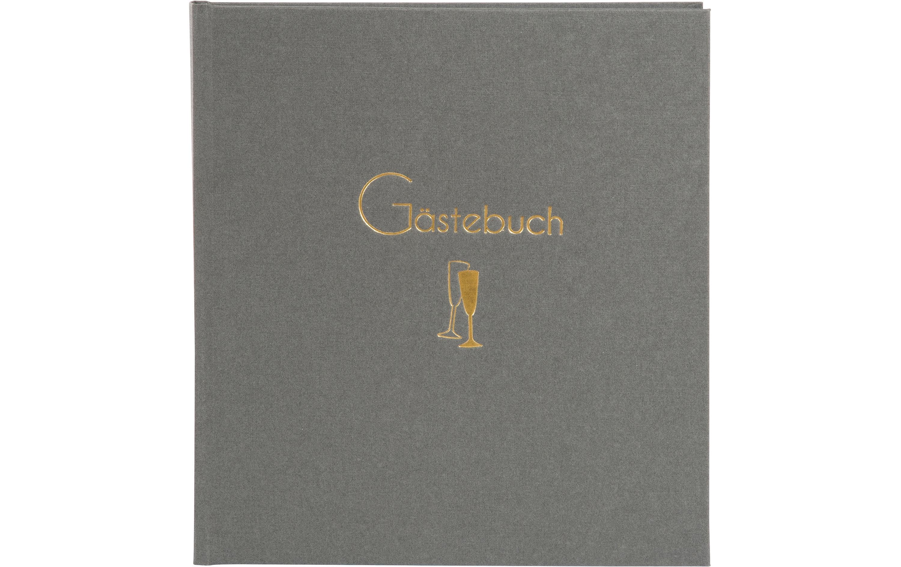Gästebuch Cheers 23 x 25 cm, 176 Seiten, GrauGästebuch mit Weissprägung und Lesezeichen