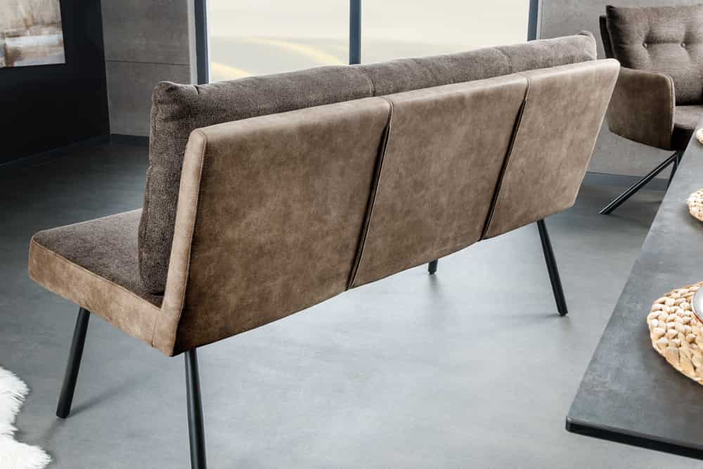 Moderne Sitzbank BIG GEORGE 160cm taupe Flachgewebe Taschenfederkern schwarz