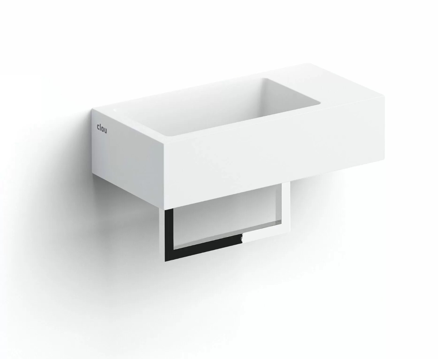 Clou Flush 3 fontein solid surface 36cm rechts met handdoekhouder wit mat