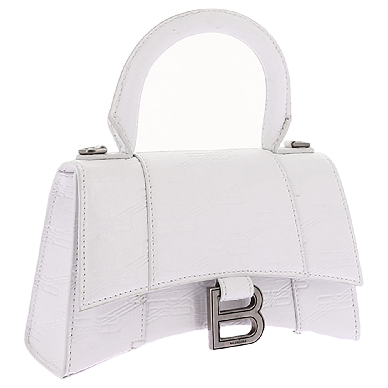 Balenciaga Sac bandoulière Hourglass XS en Cuir Monogramme blanc - Neuf sans étiquette - L.18 cm