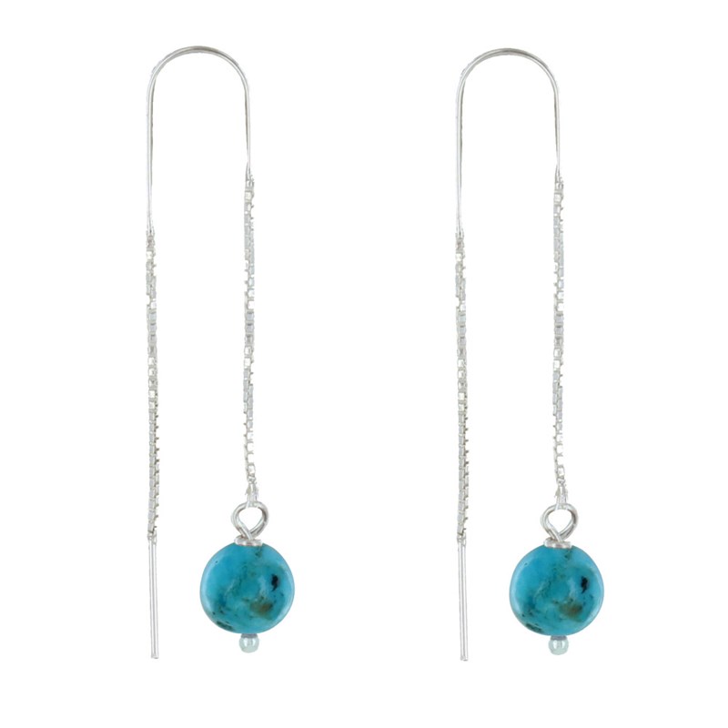 Boucles d'Oreilles Chainette Argent et Perles de Turquoise