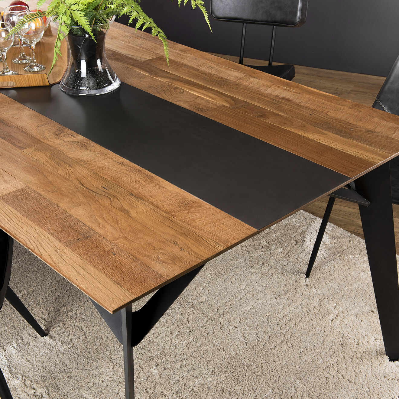 Macabane Table de séjour  Maxence teck - 220x100x76 cm