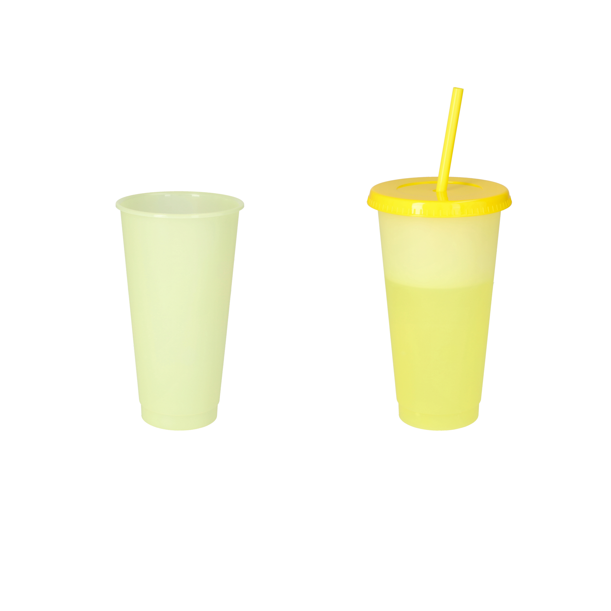 (30-tlg. Set) 550ml Farbwechsel Trink Becher Mehrweg Party Getränke Cup mit Deckel   Strohhalm - Assortiert