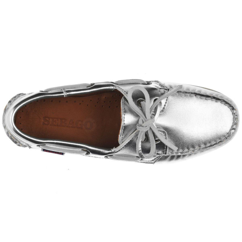 DOCKSIDES EN CUIR ARGENTE POUR FEMME