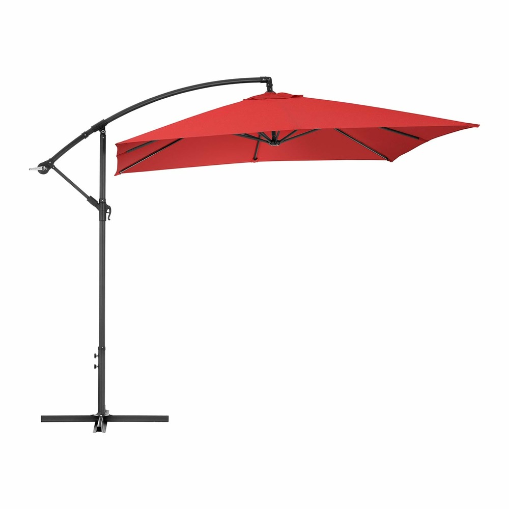 Parasol déporté - rouge - rectangulaire - 250 x 250 cm - inclinable