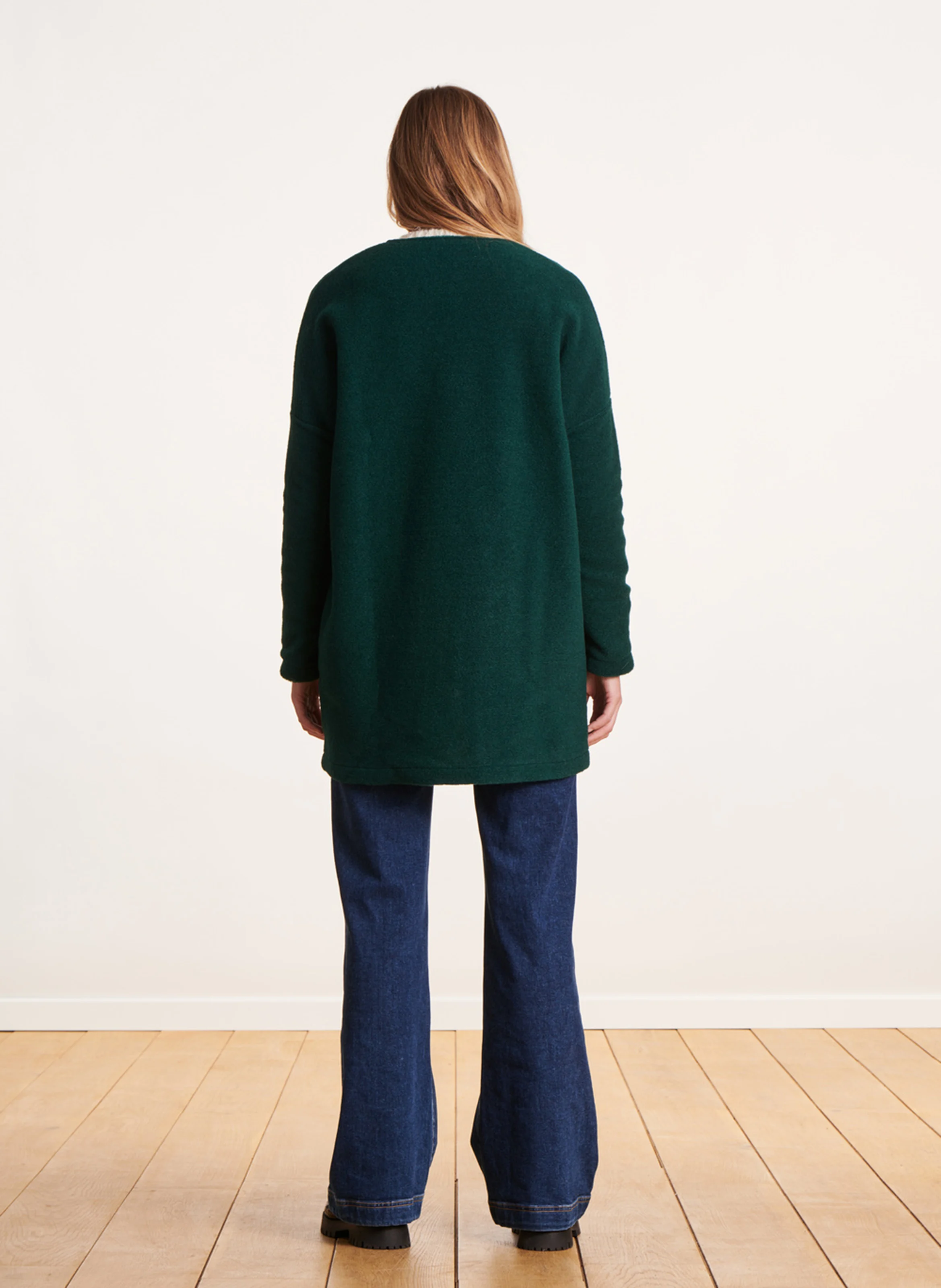 Manteau col rond| Bleu
