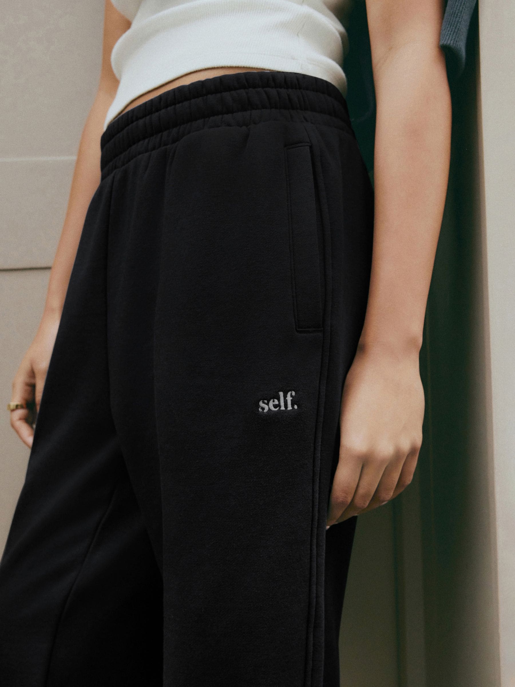 Zwart - Joggingbroek met banden