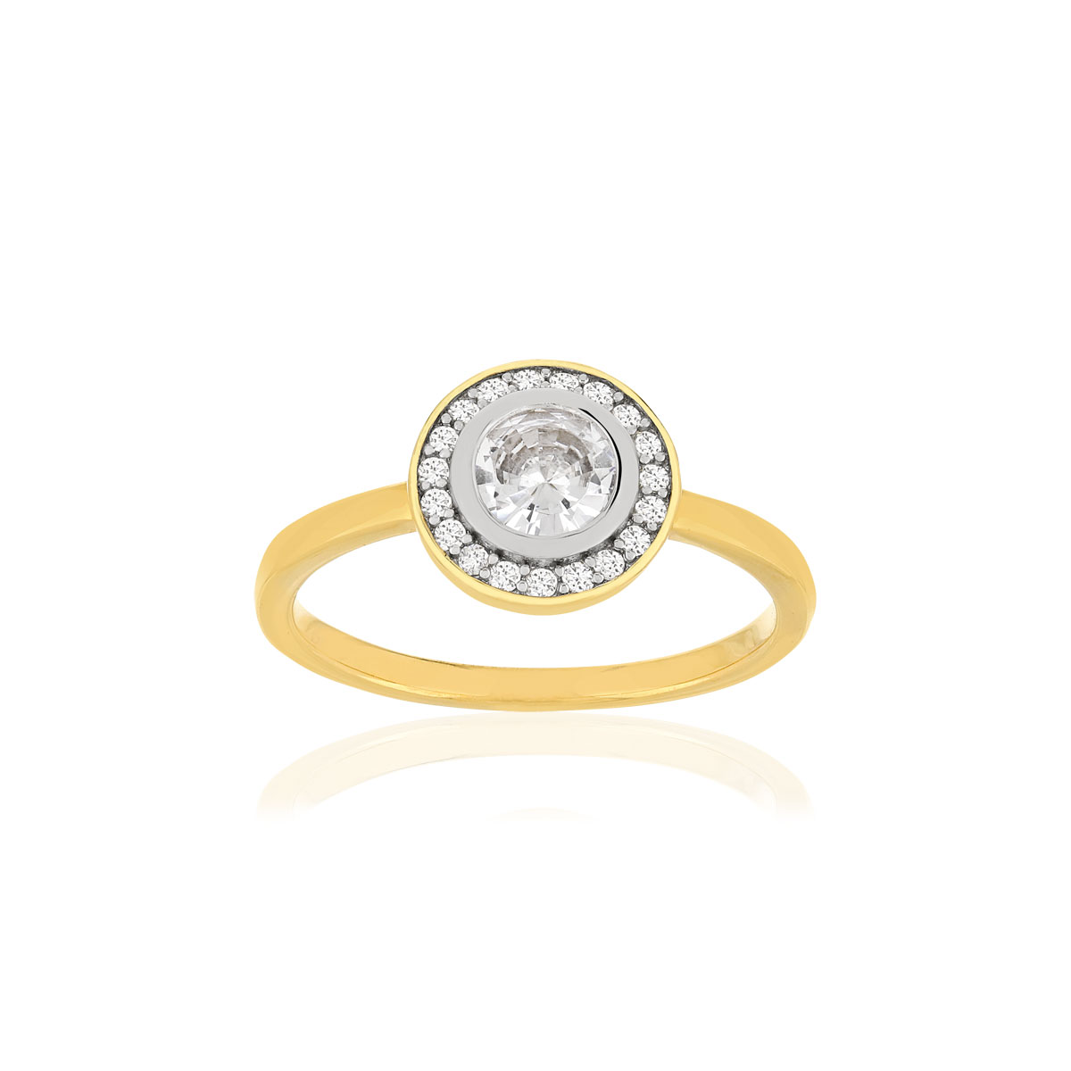 Bague plaqué or 2 tons zirconias