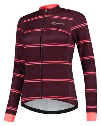 Veste Velo Hiver Rogelli Stripe - Femme - Bordeaux/Corail