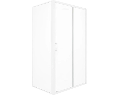 Douchedeur met zijpaneel en schuifdeur Aurlane 80 x 120 cm, wit profiel, helder glas, zijpaneelscharnier links, deurscharnier rechts