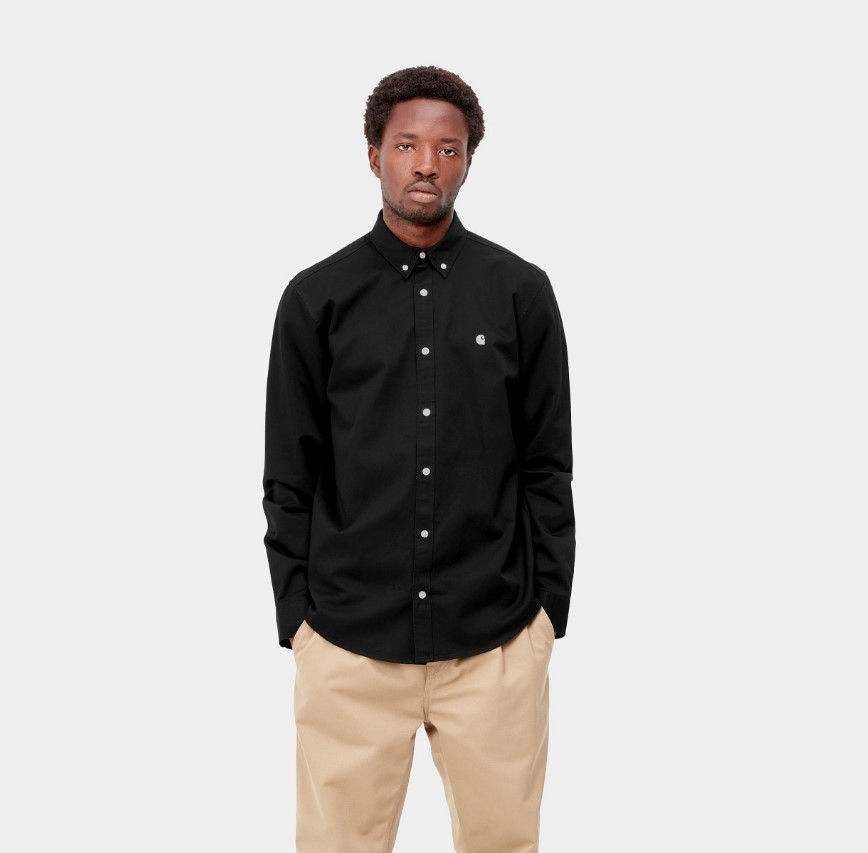 Carhartt WIP LS Madison Shirt Moonbeam / Black