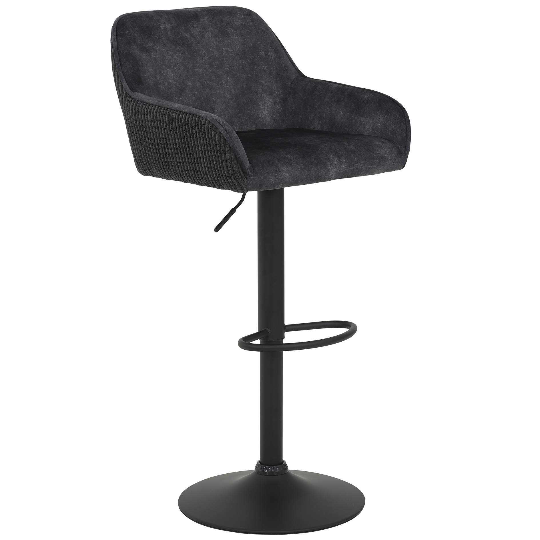 Barhocker - anthrazit - Vintage Velvet - höhenverstellbar