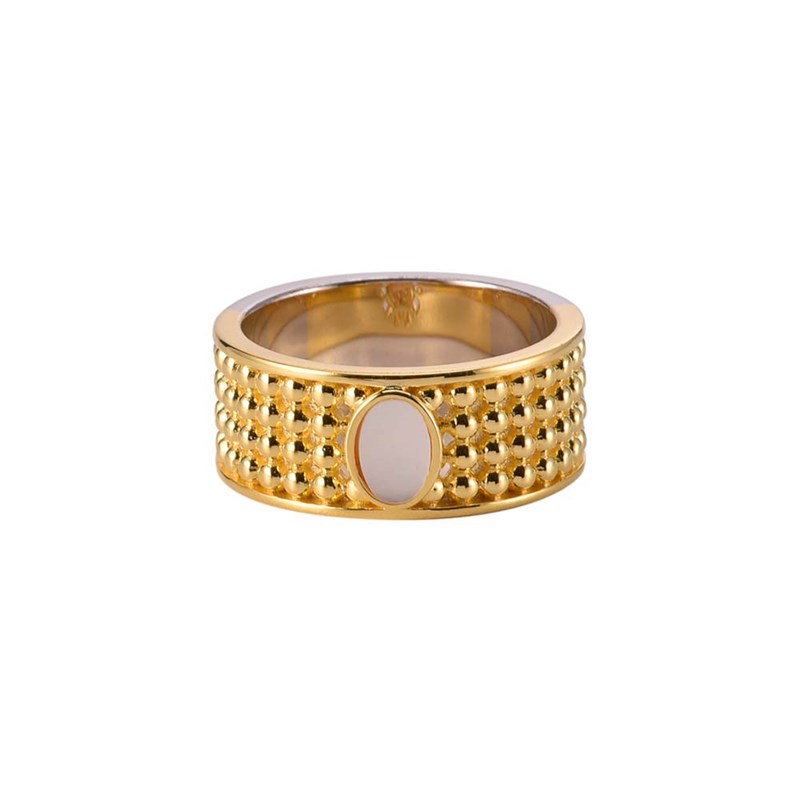 Bague En Argent Doré Jacky Boule Pierre Nacre
