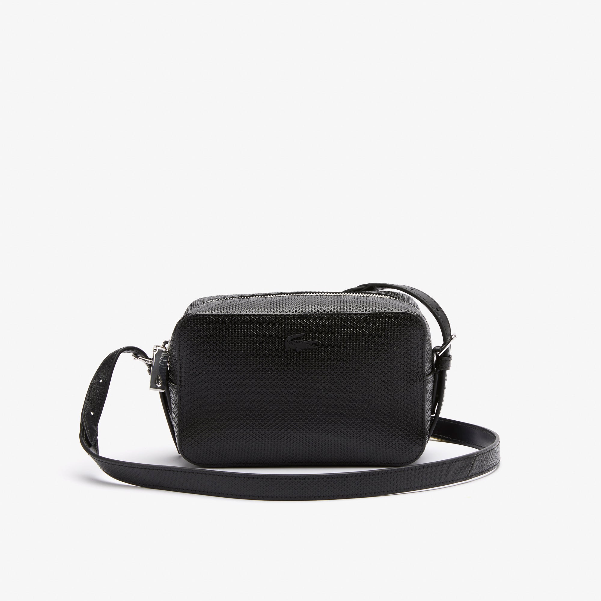 Petit sac à bandoulière unisexe Chantaco zippé en cuir piqué Sacs à bandoulière - Noir - Lacoste - Unisex