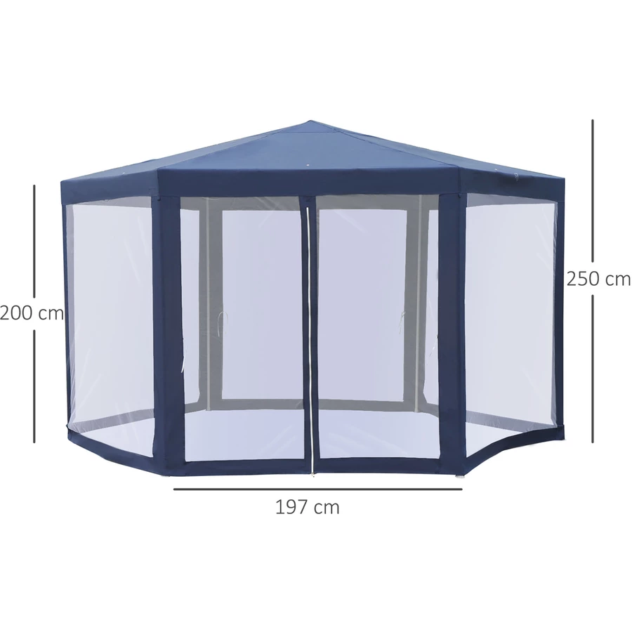 Outsunny Pavillon in sechseckiger Form blau