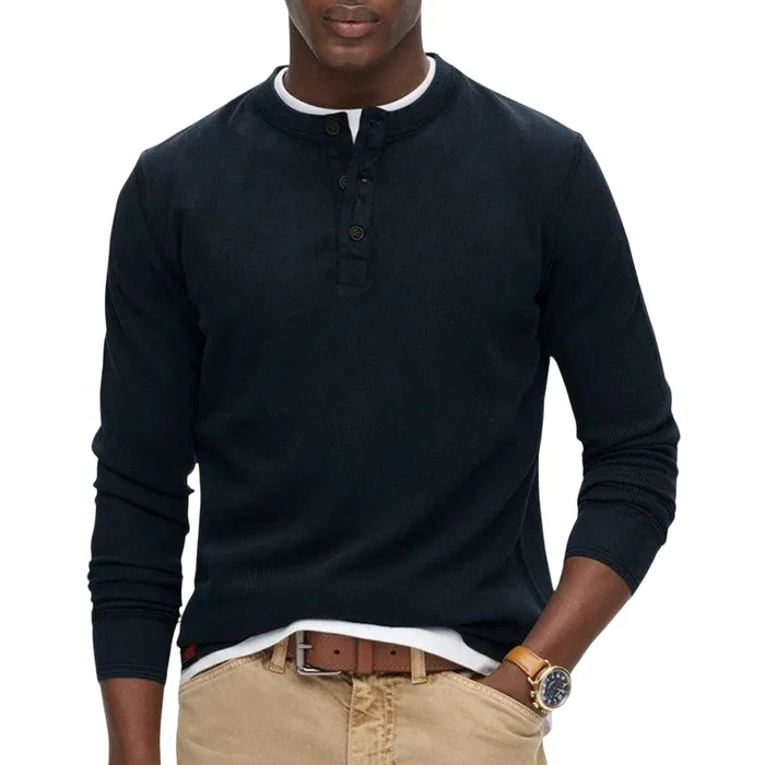 Superdry Vintage Textured Grandad LS Top Heren