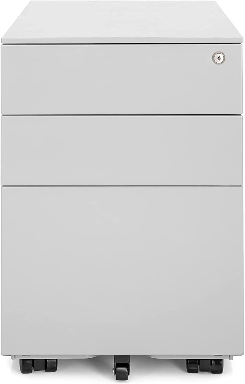 Ergotopia Rollcontainer grau - abschließbarer Bürocontainer für Schreibtisch 60x39x52 cm (HxBxT) - Büro Container mit 3 Schubladen - Schreibtischcontainer abschließbar
