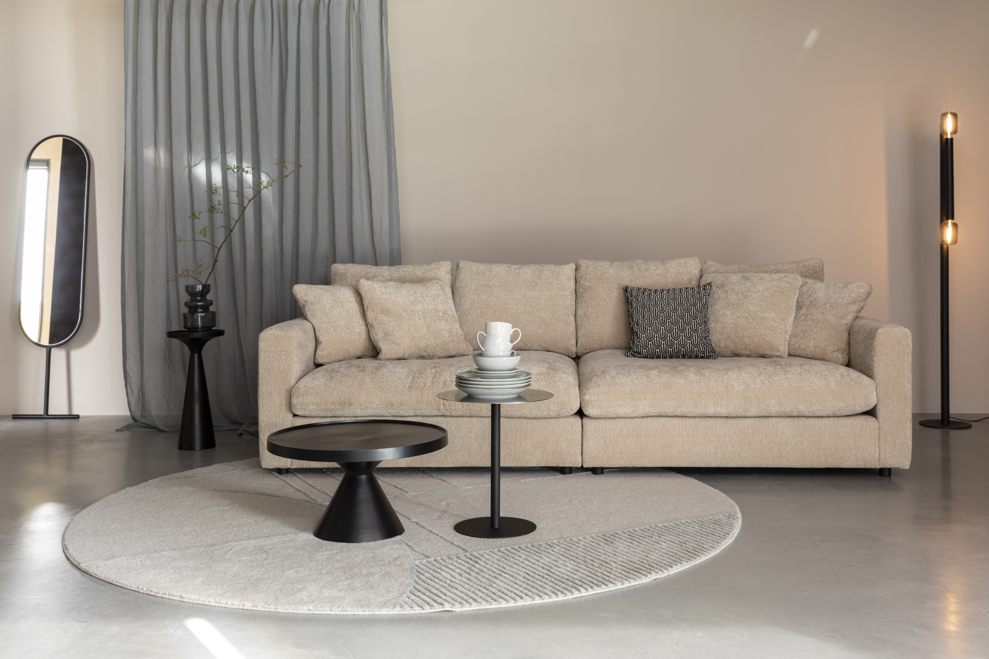 Zuiver 3-zitsbank Sense Zuiver Sense bank grijs soft