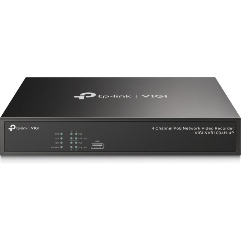TP-Link VIGI NVR1004H-4P Enregistreur vidéo sur réseau Noir