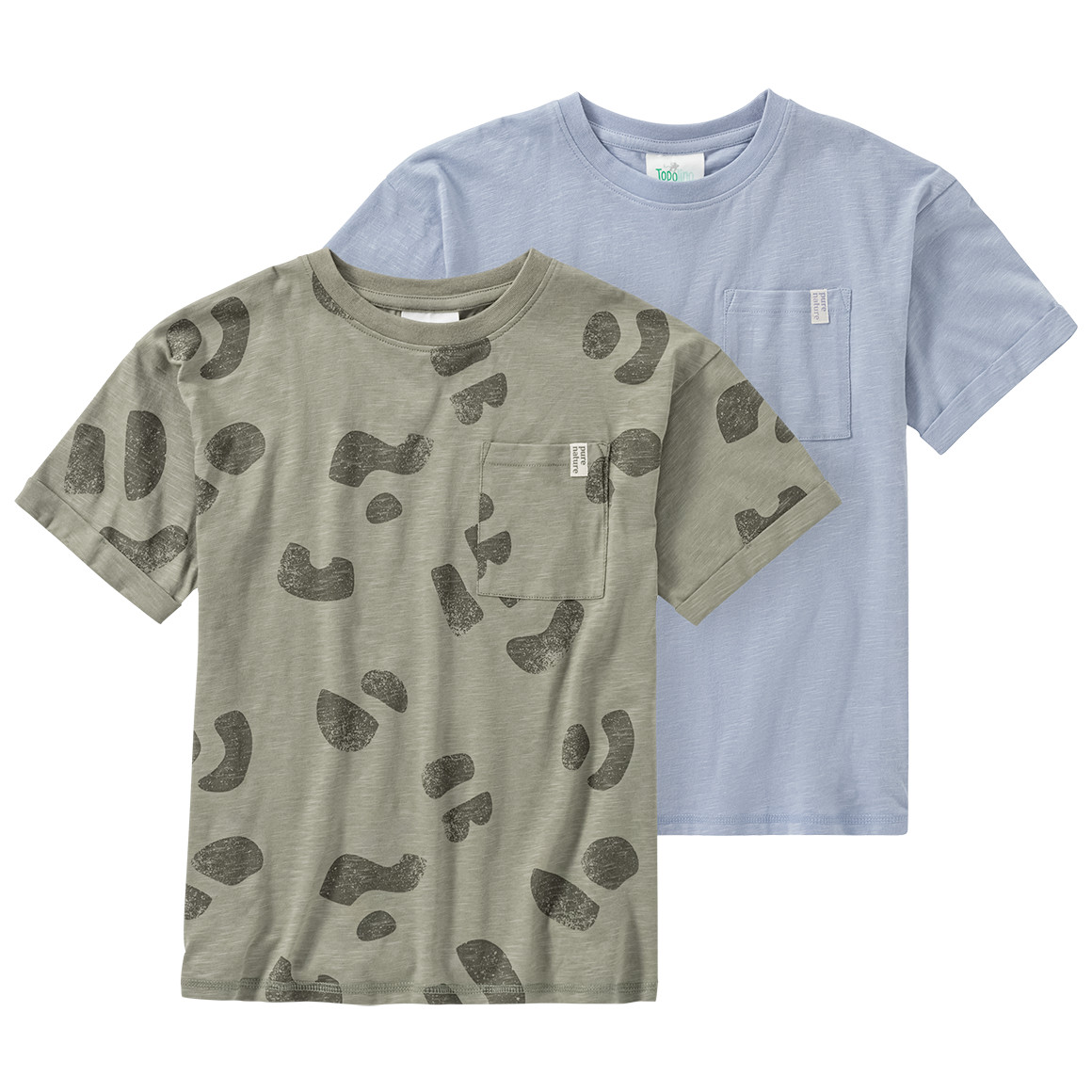 Topolino Pure Collection 2 Jungen T-Shirts mit Flammgarn oliv / hellblau