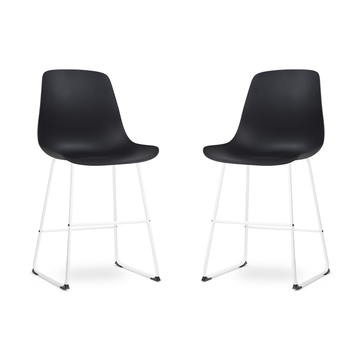 Barkruk Nino-Pip zwart - wit onderstel - 65 cm - set van 2
