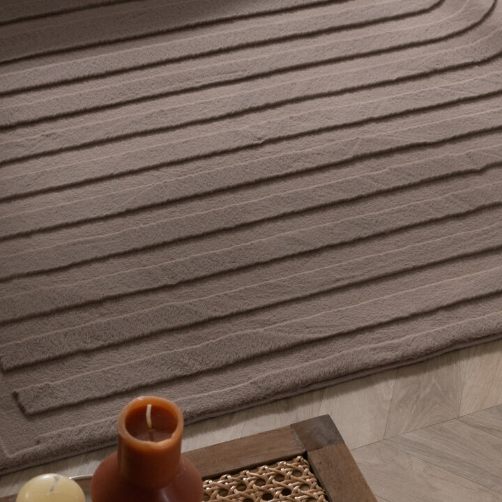 Organisch Vloerkleed - Flowy Arch Taupe | Wasbaar