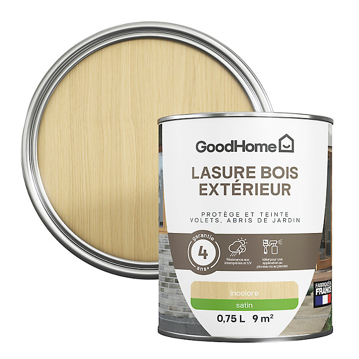 Lasure extérieure incolore satin 4 ans GoodHome 750ml