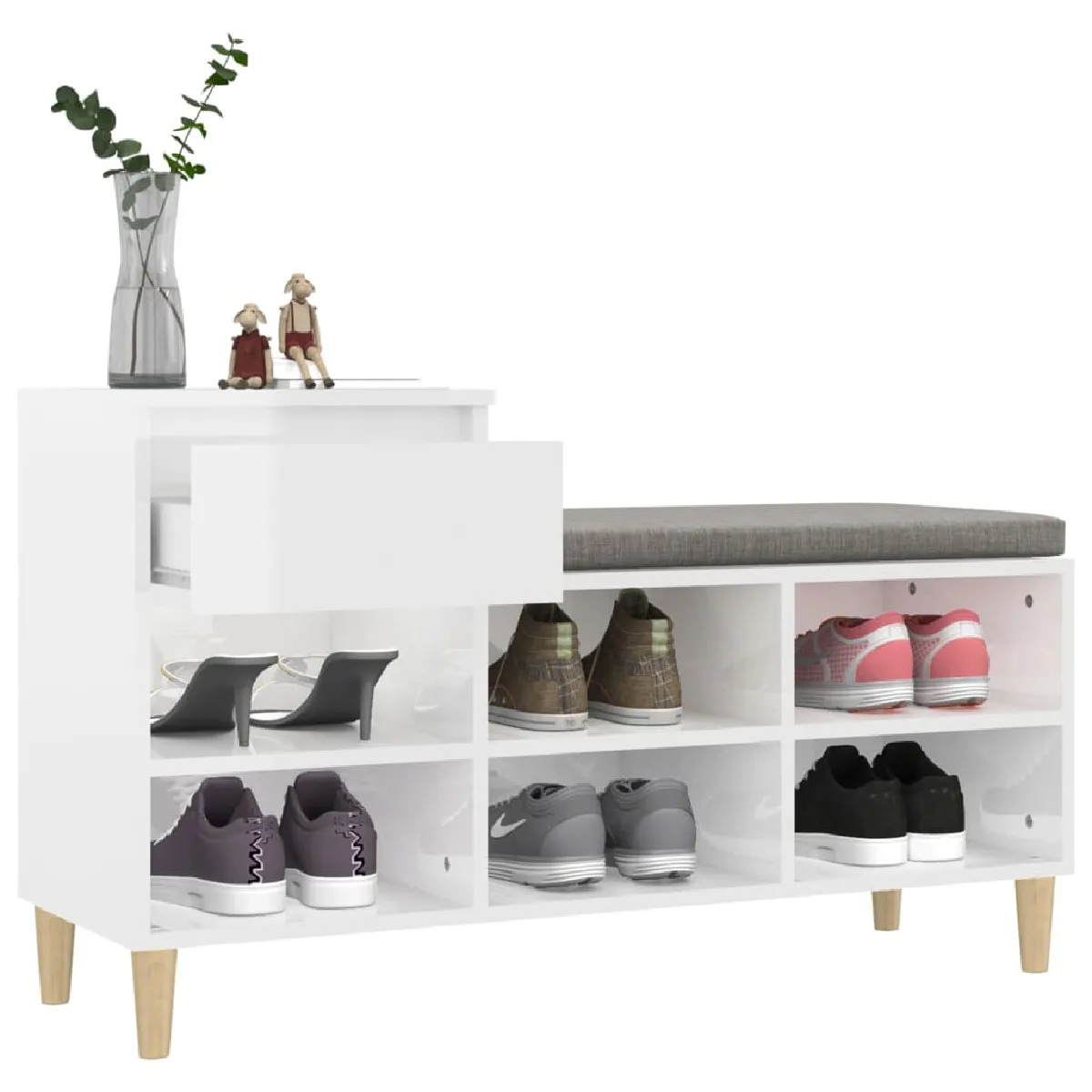 vidaXL Armoire à chaussure Blanc brillant 102x36x60 cm