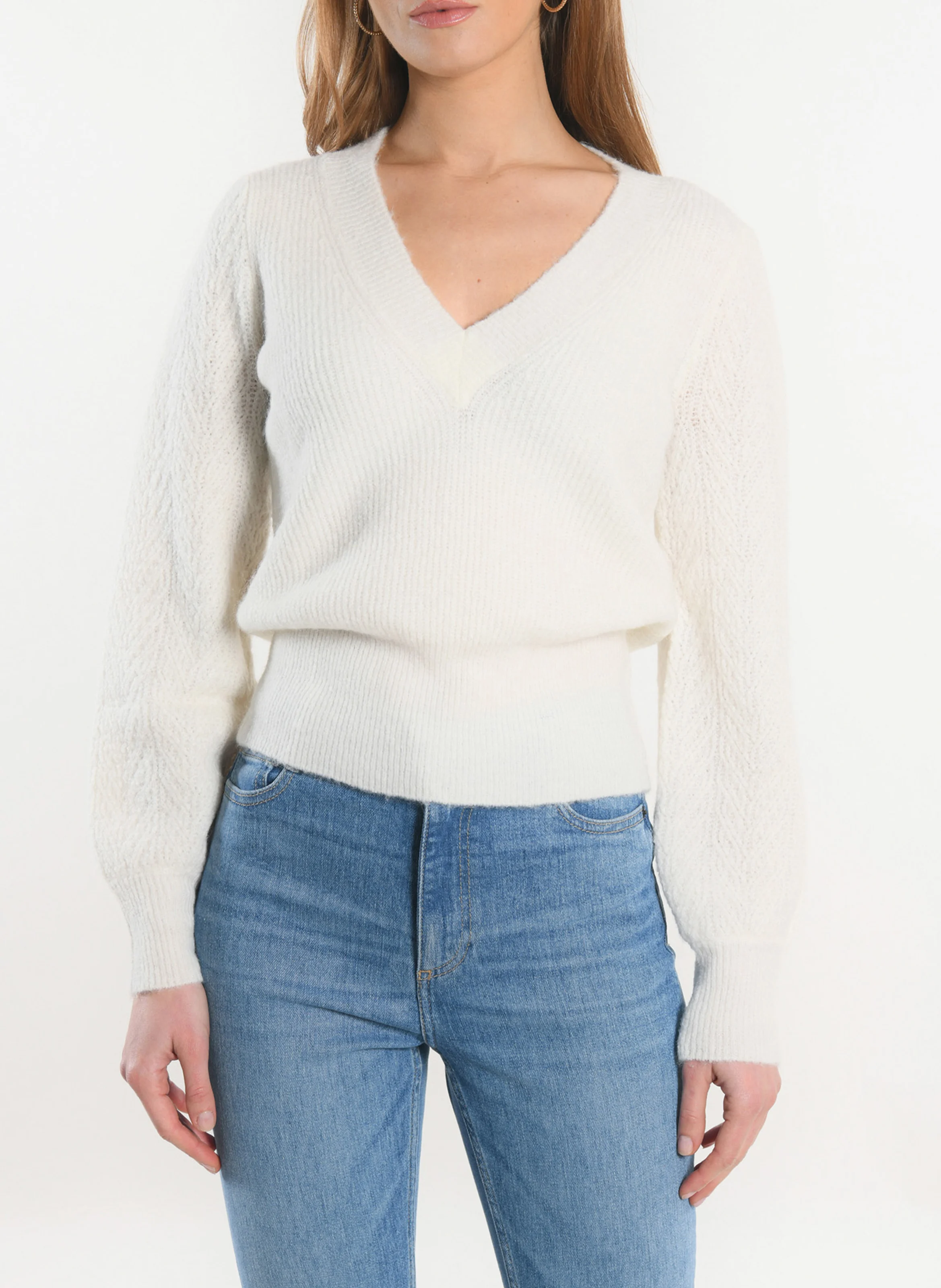 DAYANA - Pull col V| Blanc