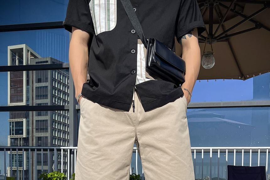 Adotuastic - Effen shorts met wijde pijpen en trekkoord in de taille