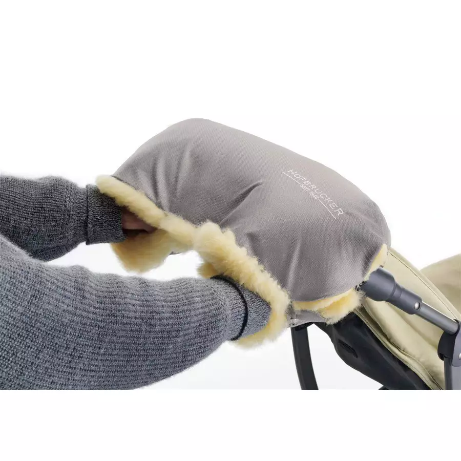 Hofbrucker LammfellhandWärmer für Kinderwagen Lammfell Handmuff Hergestellt in Deutschland Silbergrau