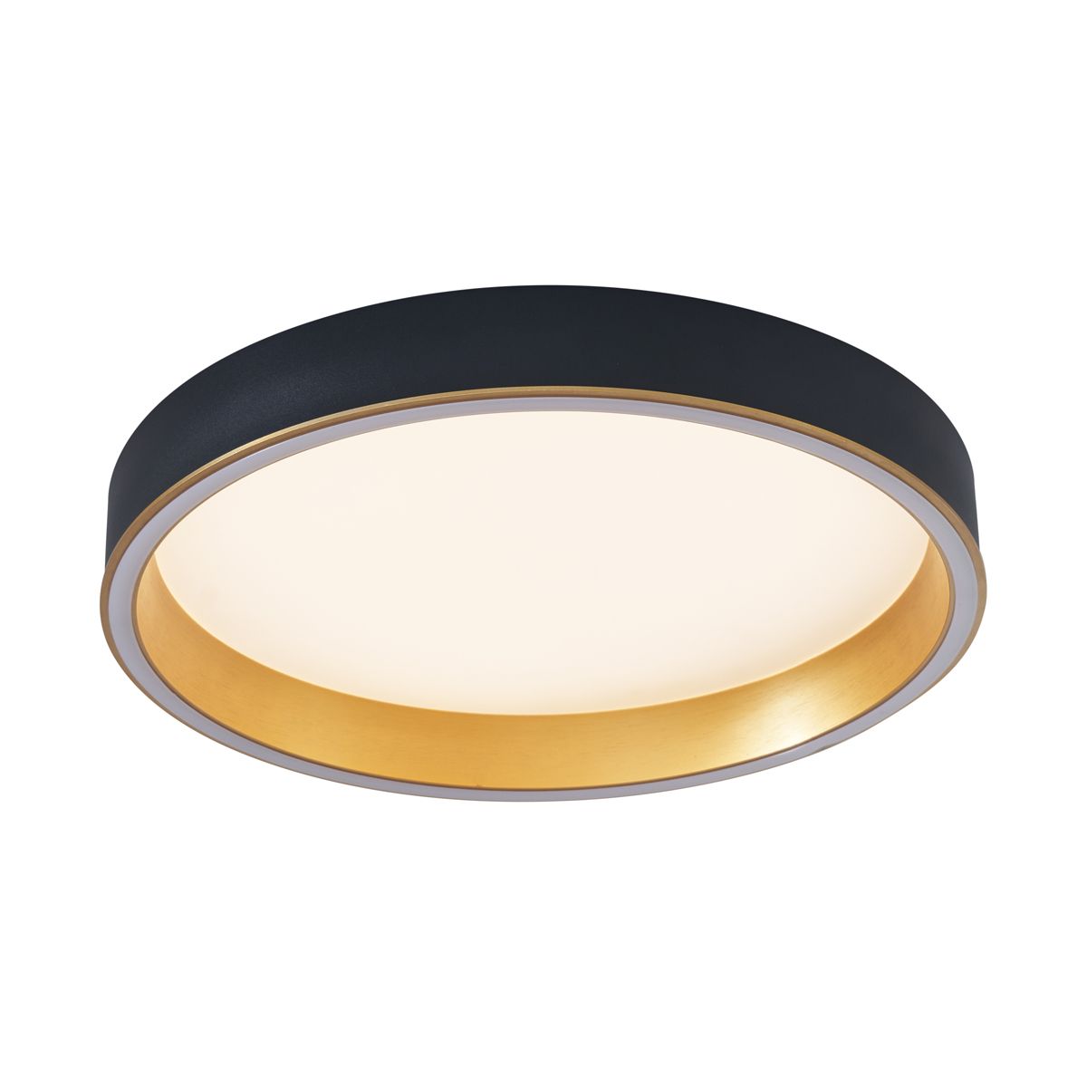 Design plafondlamp zwart met goud 40cm incl. LED 3-way switch - Ingo
