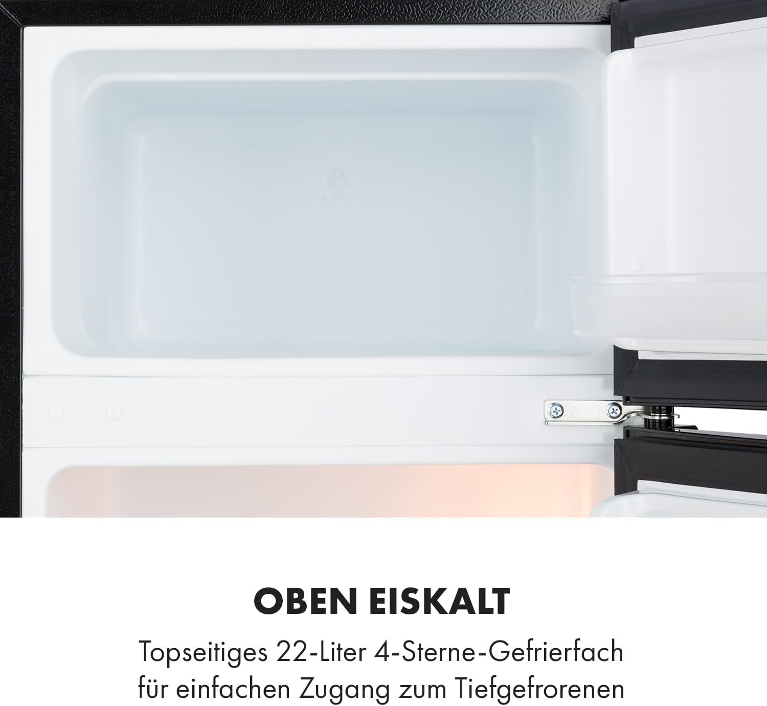 Klarstein Big Daddy - Kühlschrank mit Gefrierfach, Kühl Gefrierkombination, fridge leise, LED, 87-Liter: Kühlschrank mit 61-L und Gefrierschrank 26 L, schwarz
