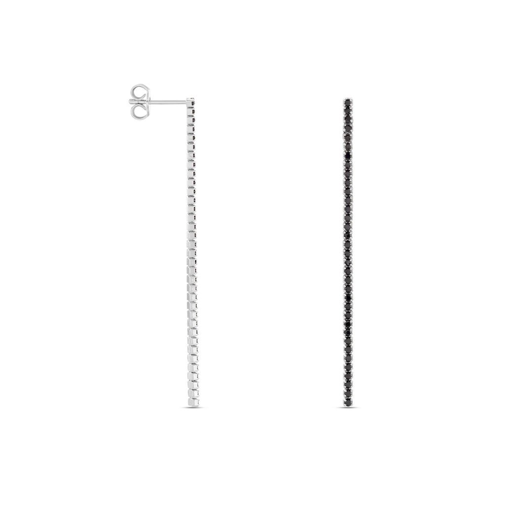 Boucles D'oreilles Pendantes Lou-anne Argent Blanc Oxyde Noir