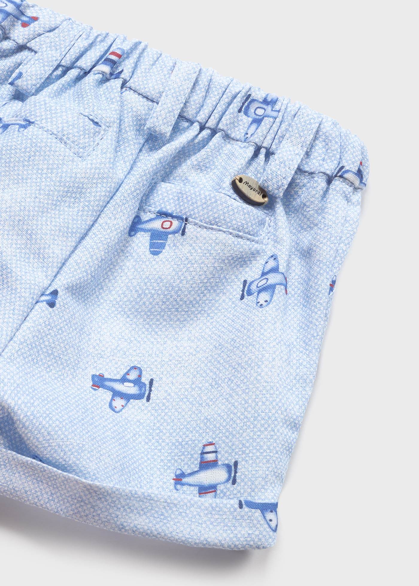 Bermudas com estampa de linho para recém-nascido