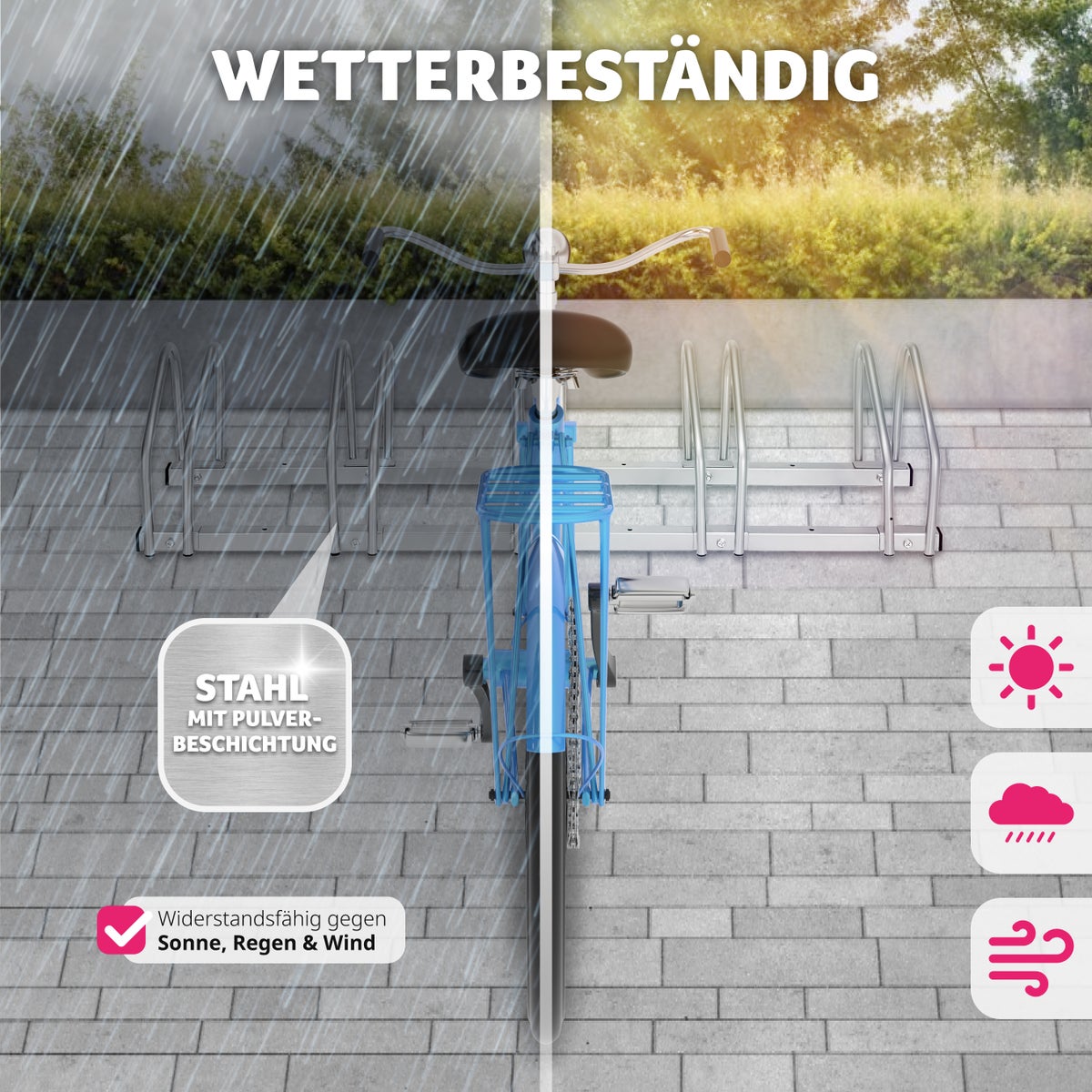 tectake roestvrijstalen fietsendrager, aan beide zijden toegankelijk