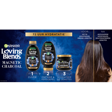 Garnier Loving Blends - Shampoo - Magnetic Charcoal - Vette hoofdhuid & droge lengtes - 300 ml