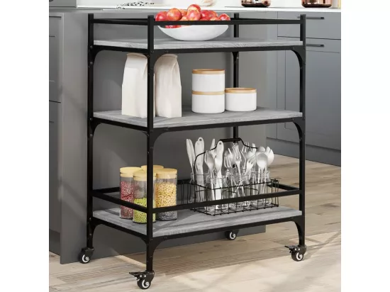 Chariot de cuisine sonoma gris 65x40x86,5 cm bois d'ingénierie