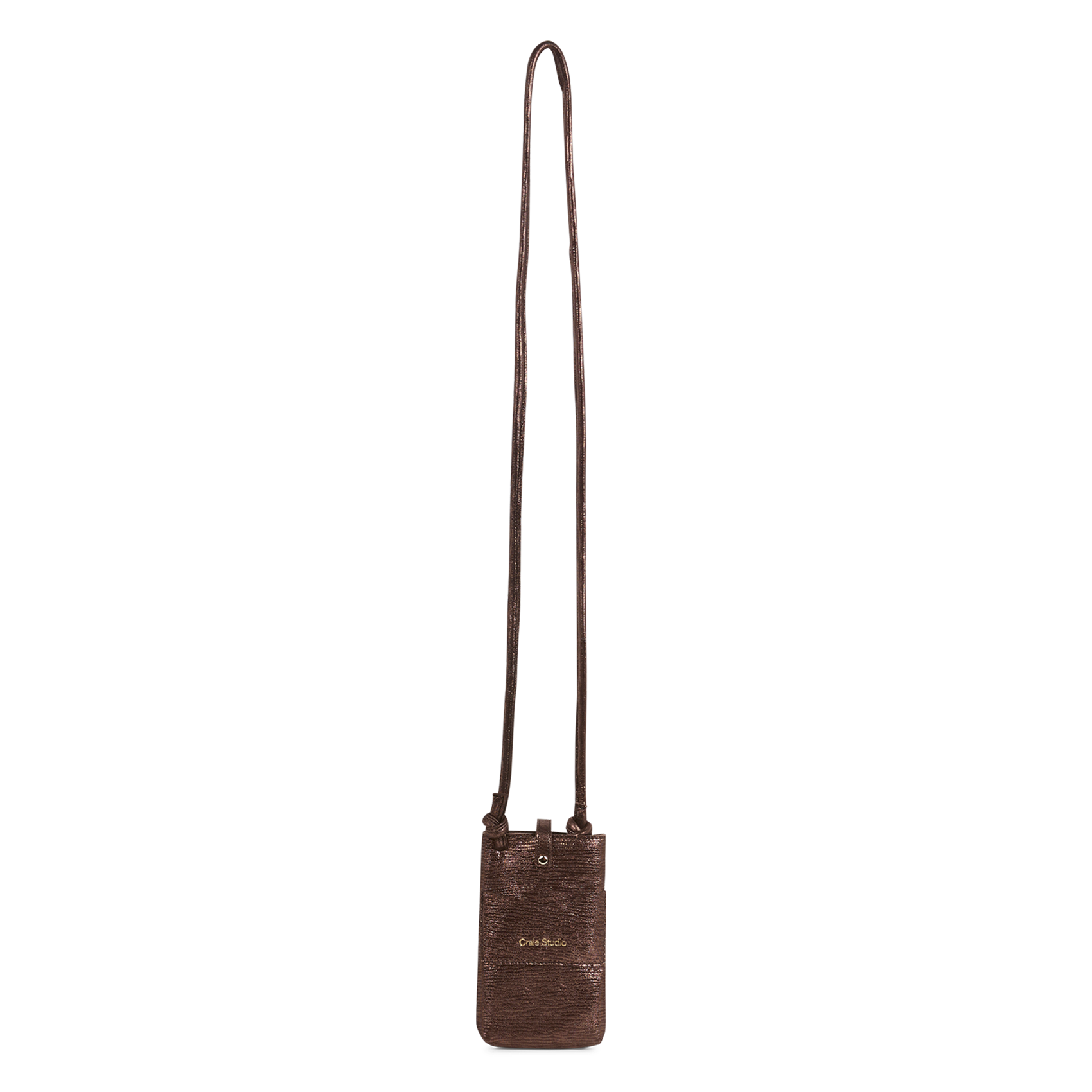 GRIGRI II - Etui téléphone en cuir métallisé | Marron