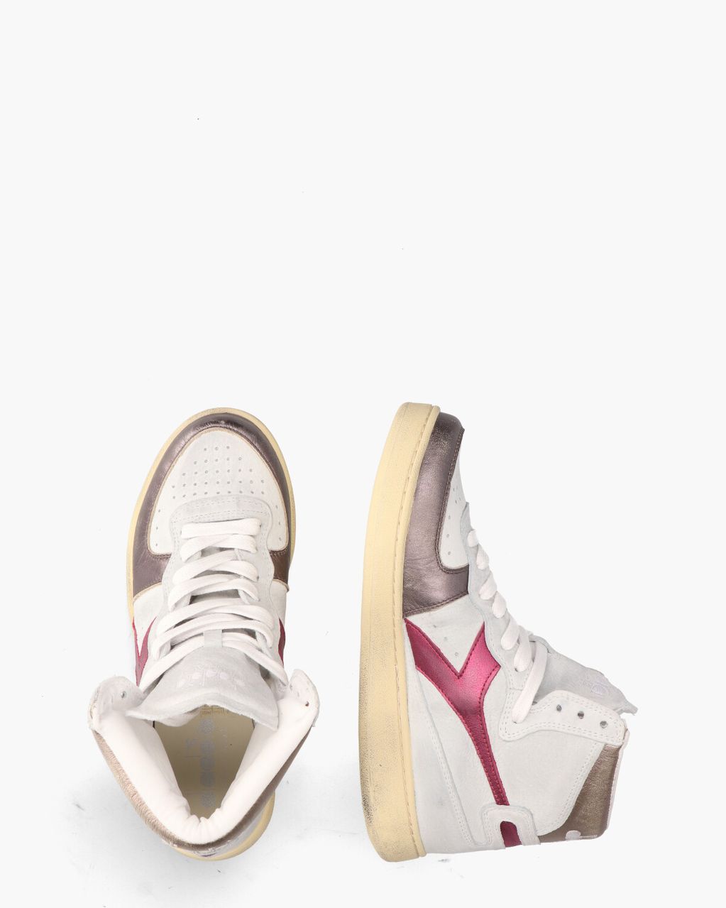 Diadora Heritage Mi Basket Metal Used Wit/Roze Damessneakers